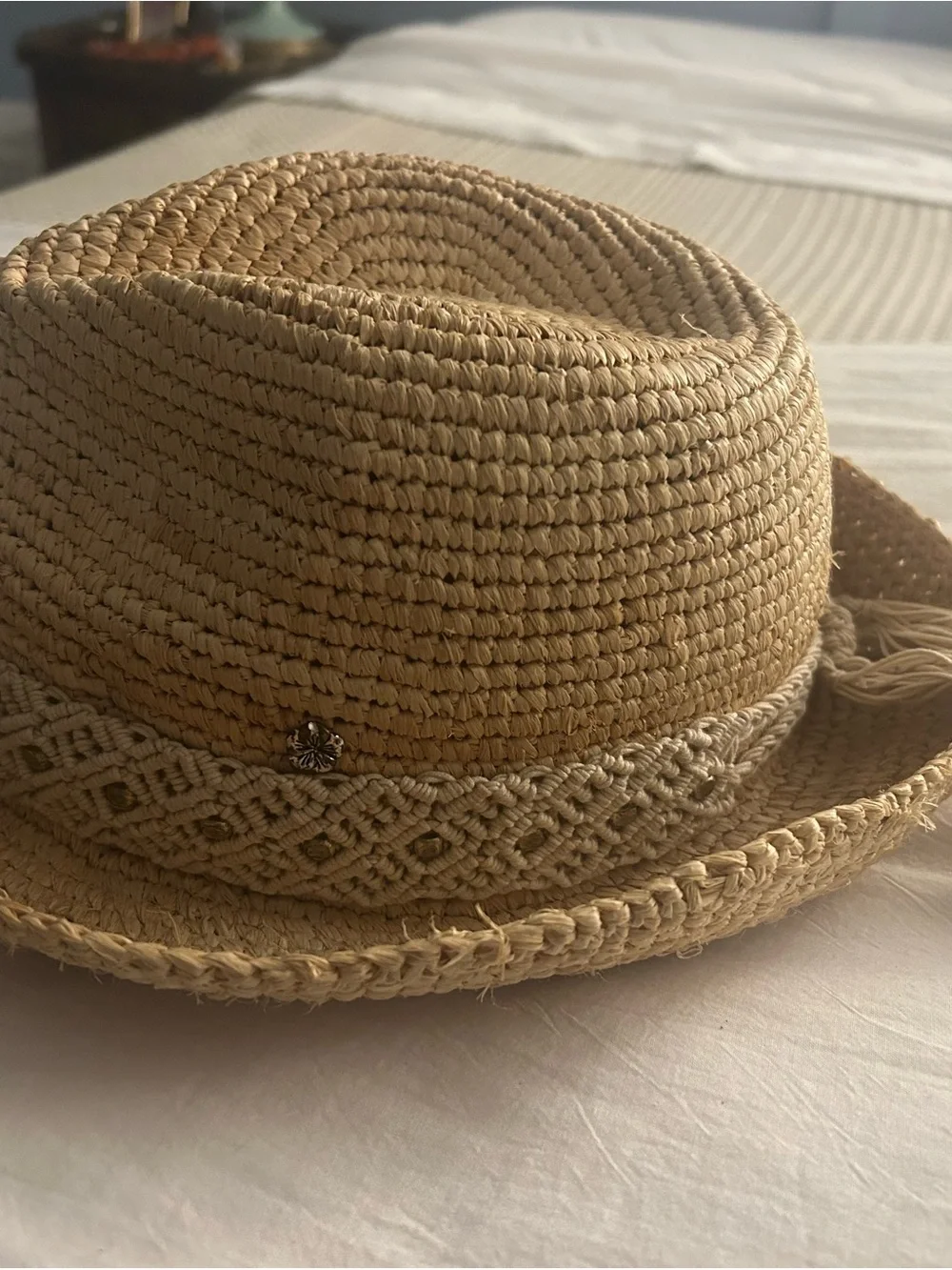 Flora Bella Woven Straw Hat with Braided Band - Natural